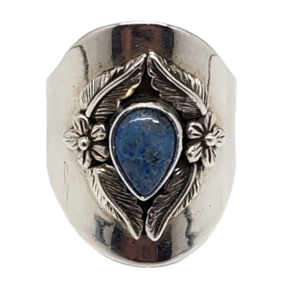 Carol Felley Sterling Silver Turquoise Flower Ring Size 10 #17182 - Picture 1 of 7